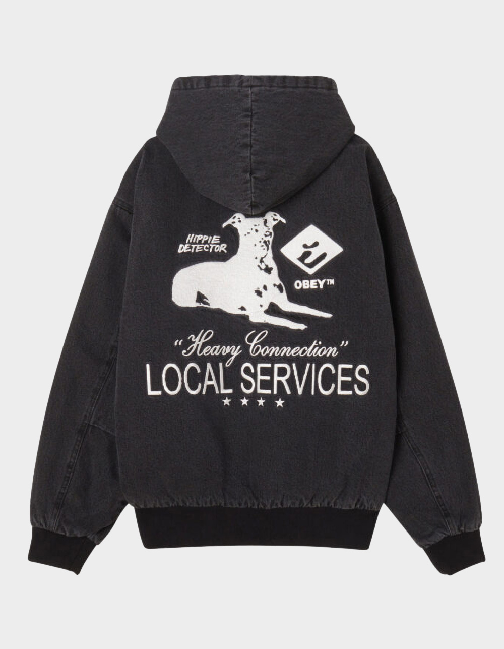 OBEY Local Service Mens Zip-Up Jacket - WASHED BLACK
