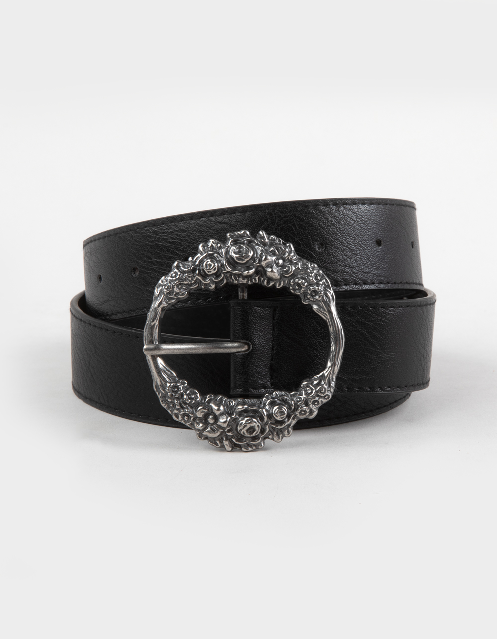 Floral Buckle Womens Belt - BLACK