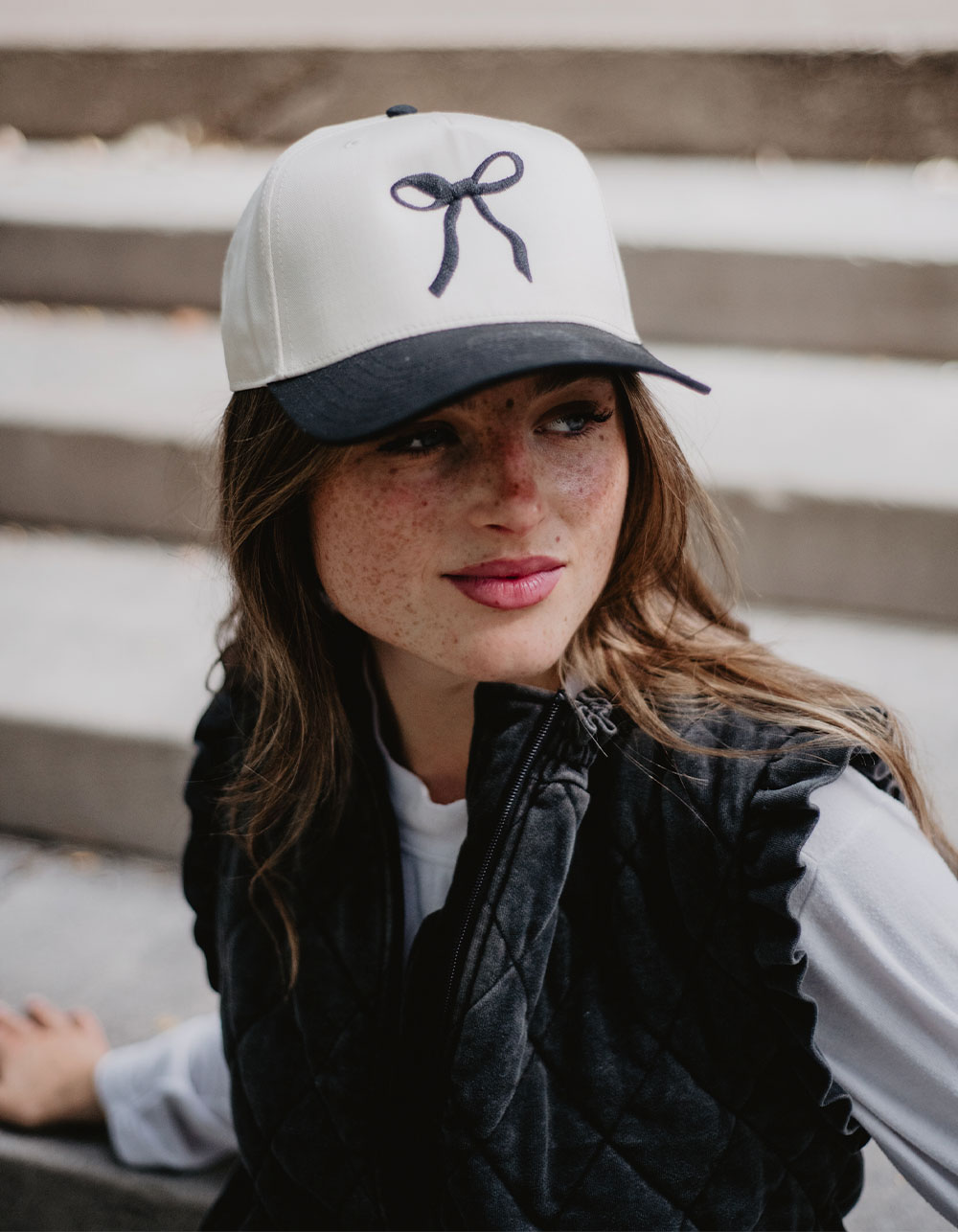 KATYDID Black Coquette Bow Vintage Two-Toned Hat - BLACK