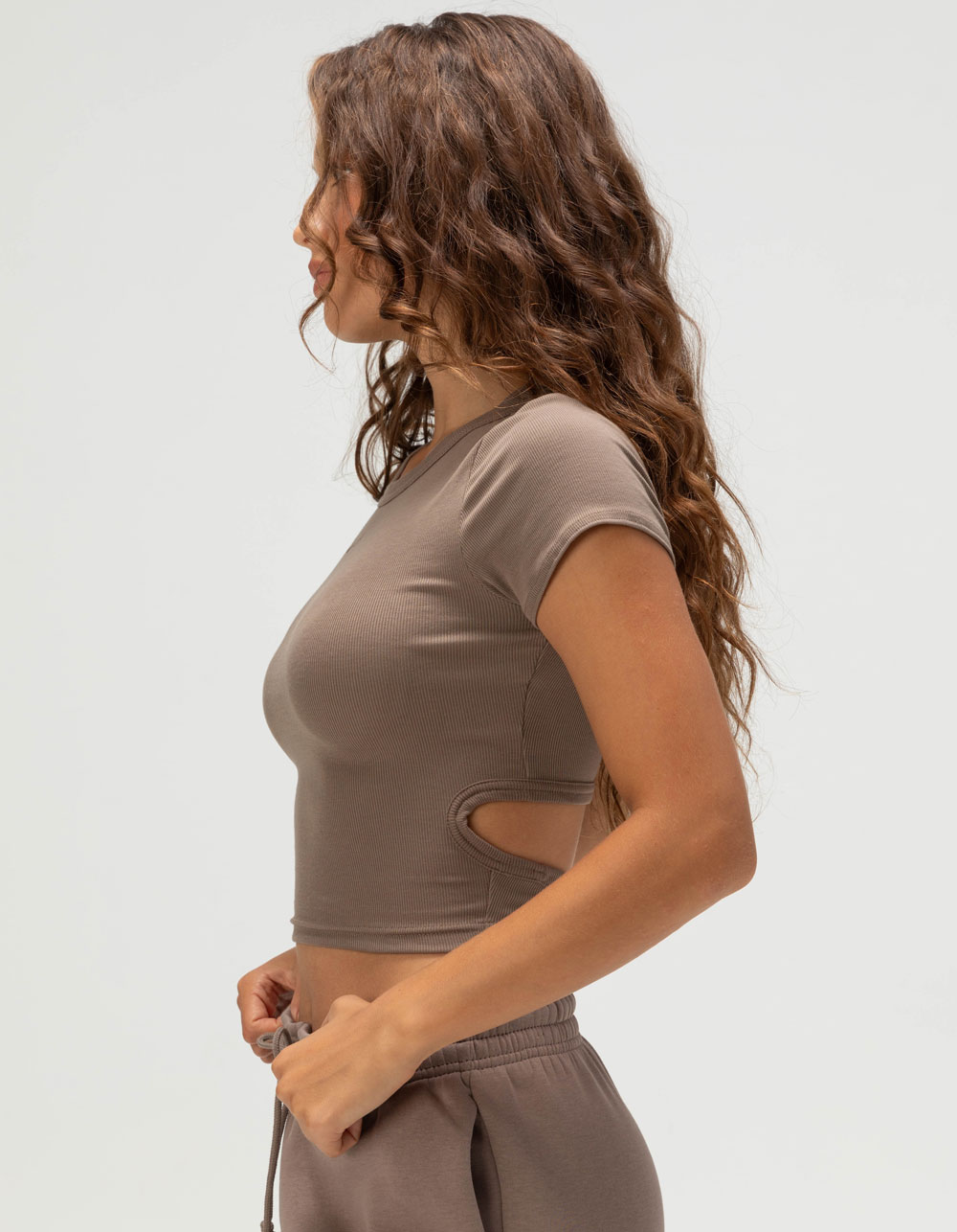 NIKE Sportswear Chill Knit Womens Ribbed Tee - BROWN