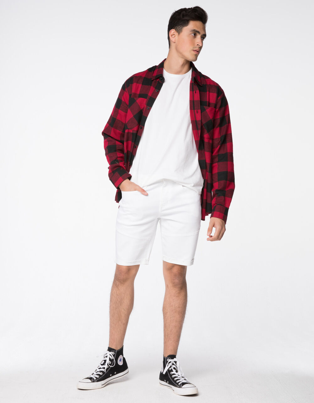 RSQ London Mens White Denim Shorts WHITE Tillys