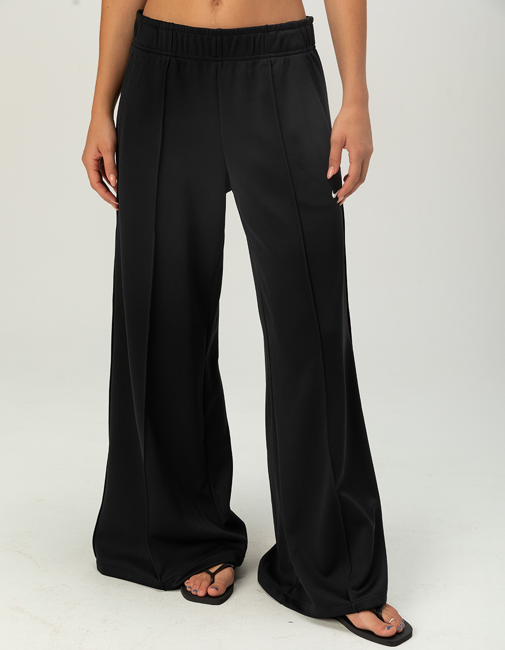 NIKE Sportswear Womens Mid Rise Wide Leg Track Pants - BLACK