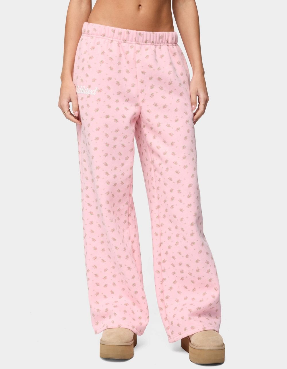 EDIKTED Flower Power Sweatpants - LIGHT PINK