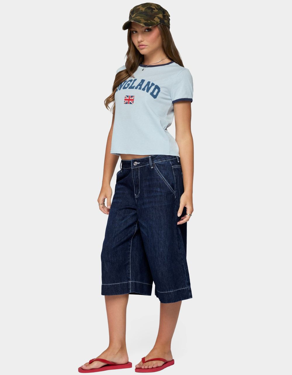EDIKTED England Babe Graphic Tee - BLUE