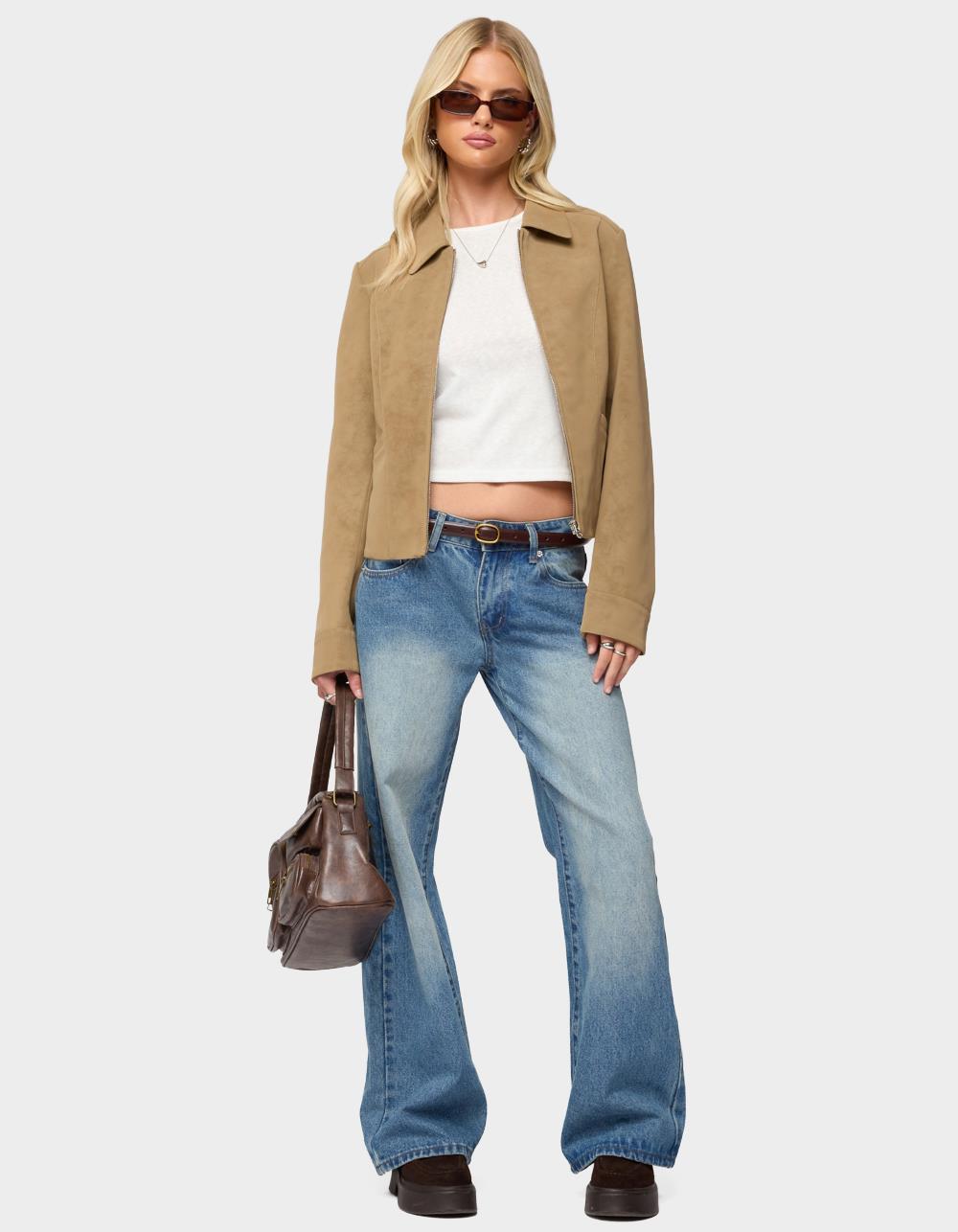 EDIKTED Cozette Faux Leather Jacket - BROWN