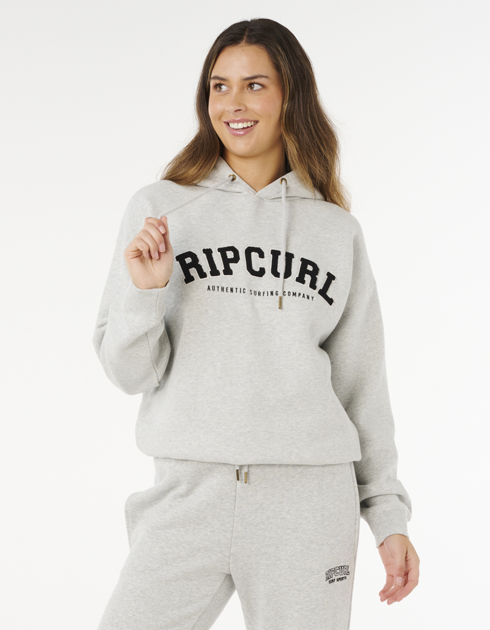 RIP CURL Varsity Womens Hoodie - BLK/GRY