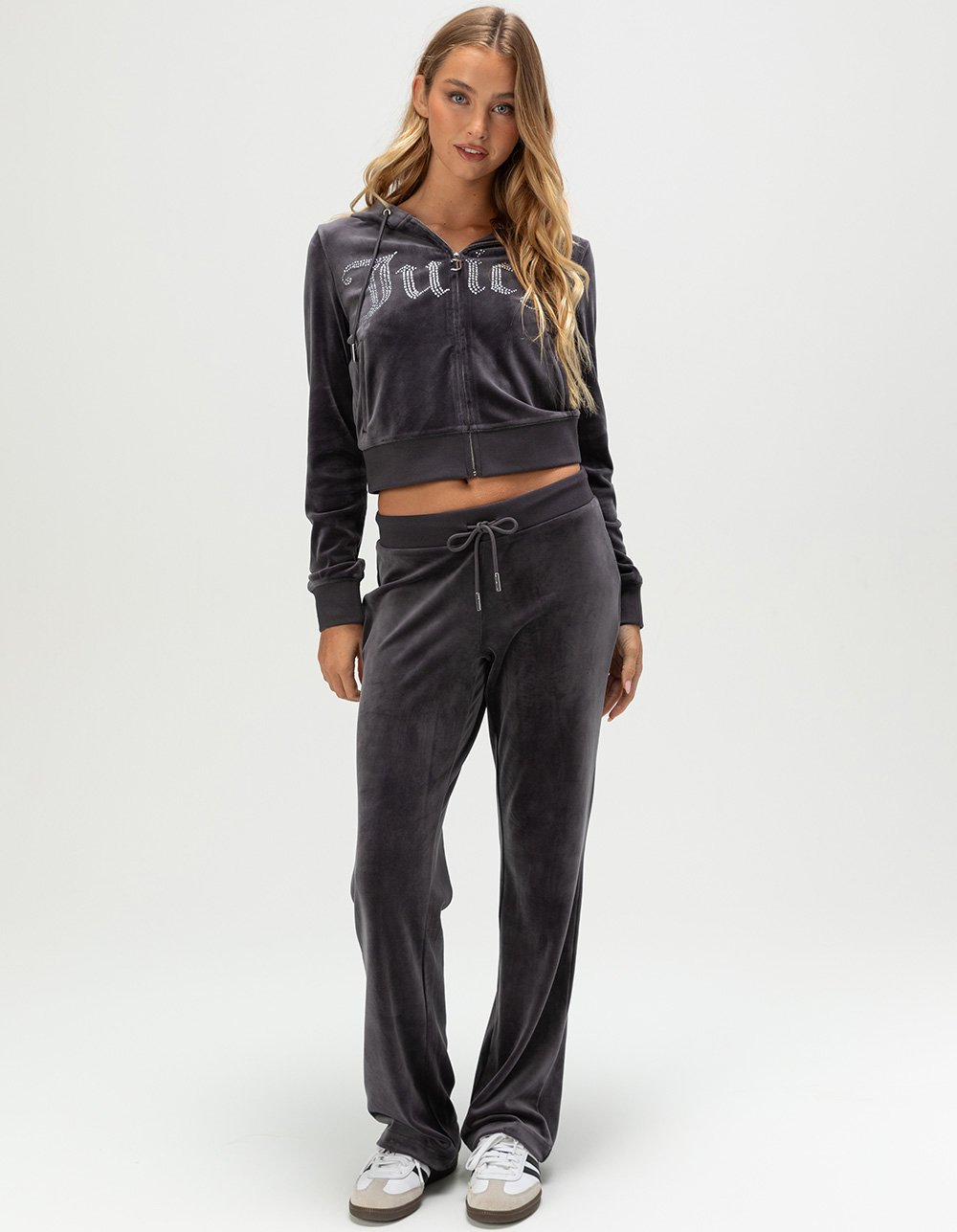 JUICY COUTURE Front Bling Womens Zip-Up Hoodie - GRAY