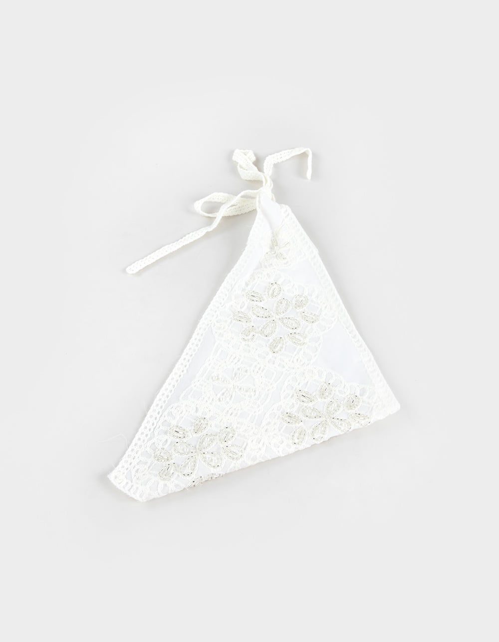 FULL TILT Beaded Embroidered Hair Scarf - CREAM