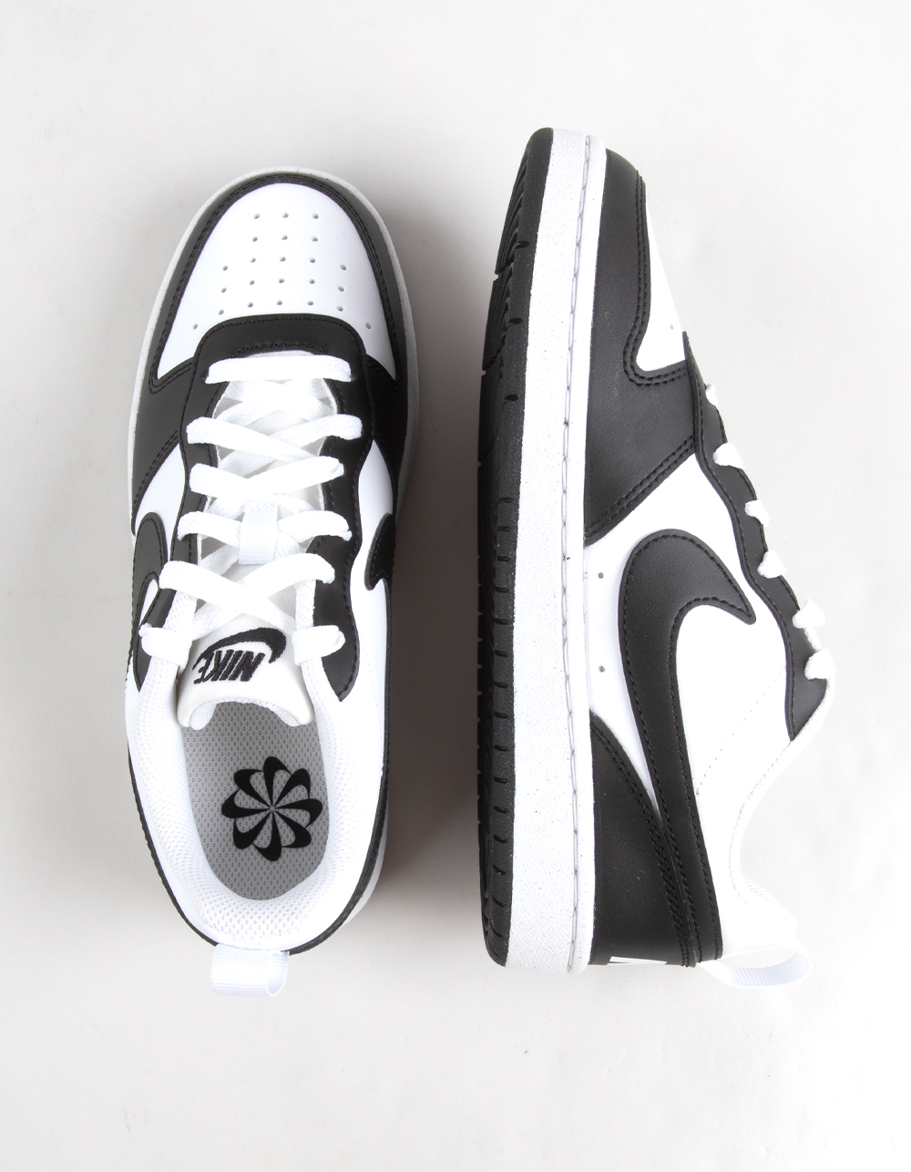 NIKE Court Borough Low Recraft Boys Shoes - WHITE/BLACK