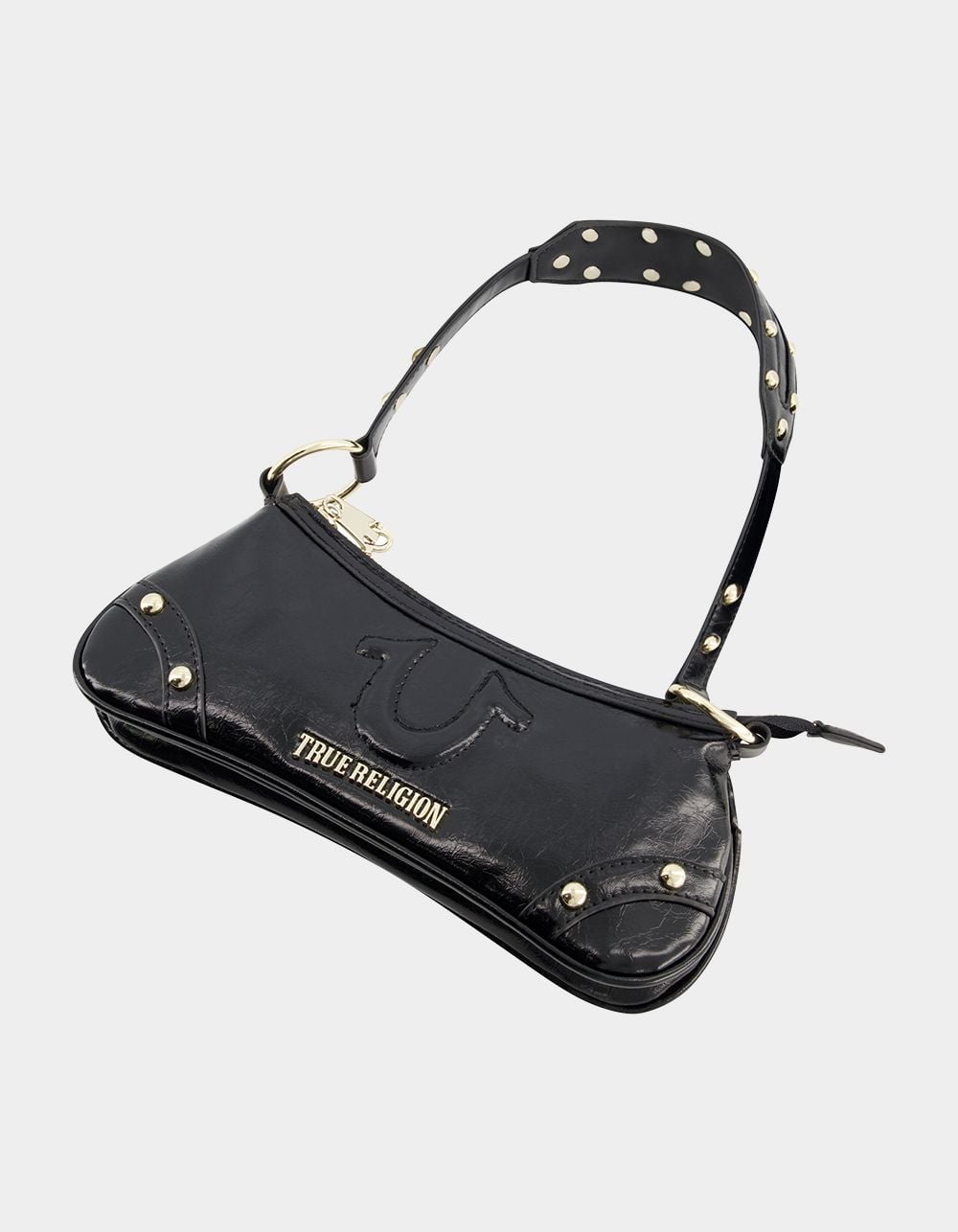 TRUE RELIGION Horseshoe Hardware Shoulder Bag - BLACK