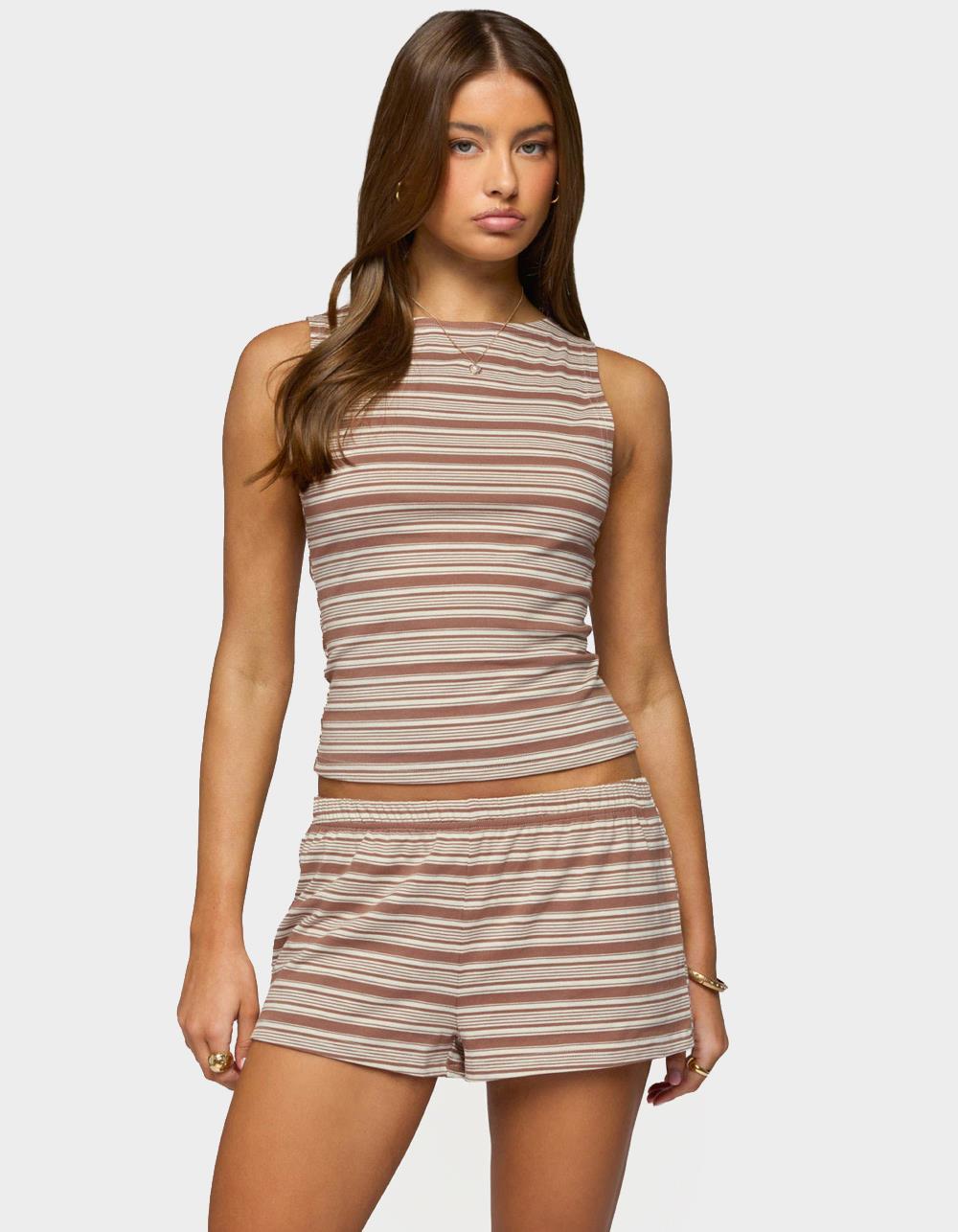 EDIKTED Glennon Striped Top - BROWN
