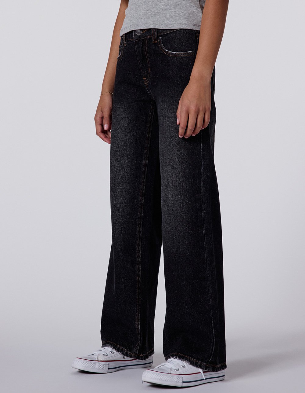 RSQ Girls Low Rise Wide Leg Jeans - WASHED BLACK