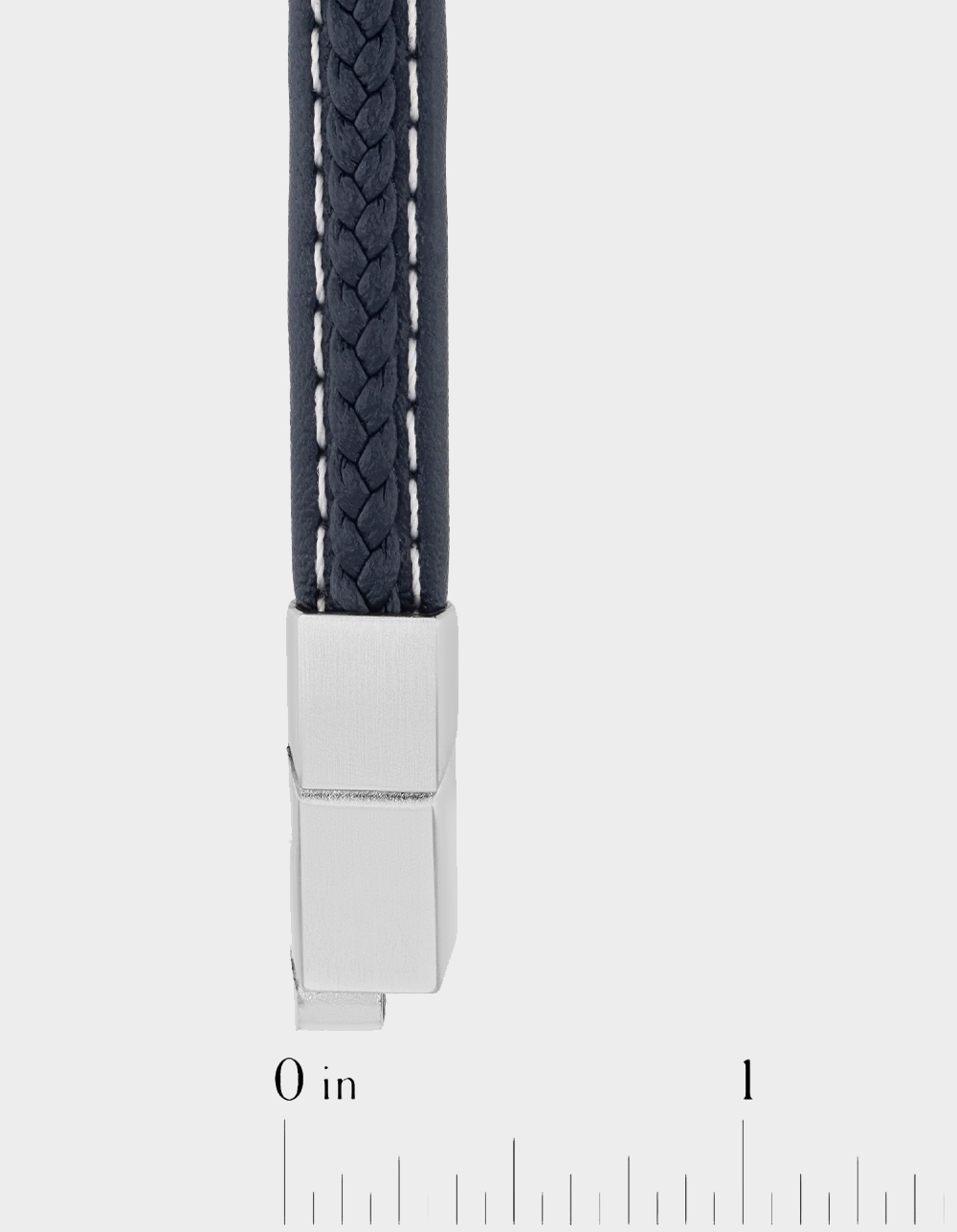 STEEL NATION Stainless Steel With Blue Faux Leather Bracelet - BLUE