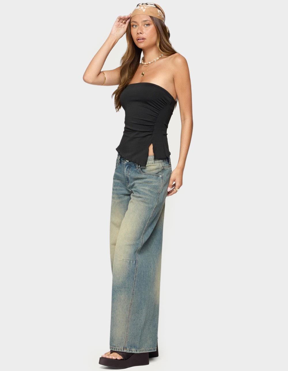 EDIKTED Belinda Asymmetric Tube Top - BLACK