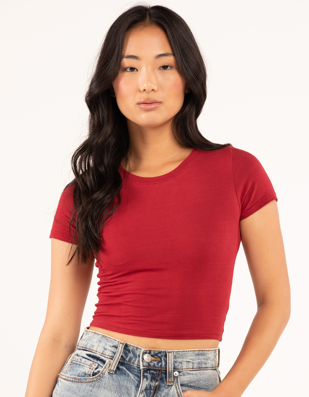 FULL TILT Essentials Womens Baby Tee BRICK Tillys