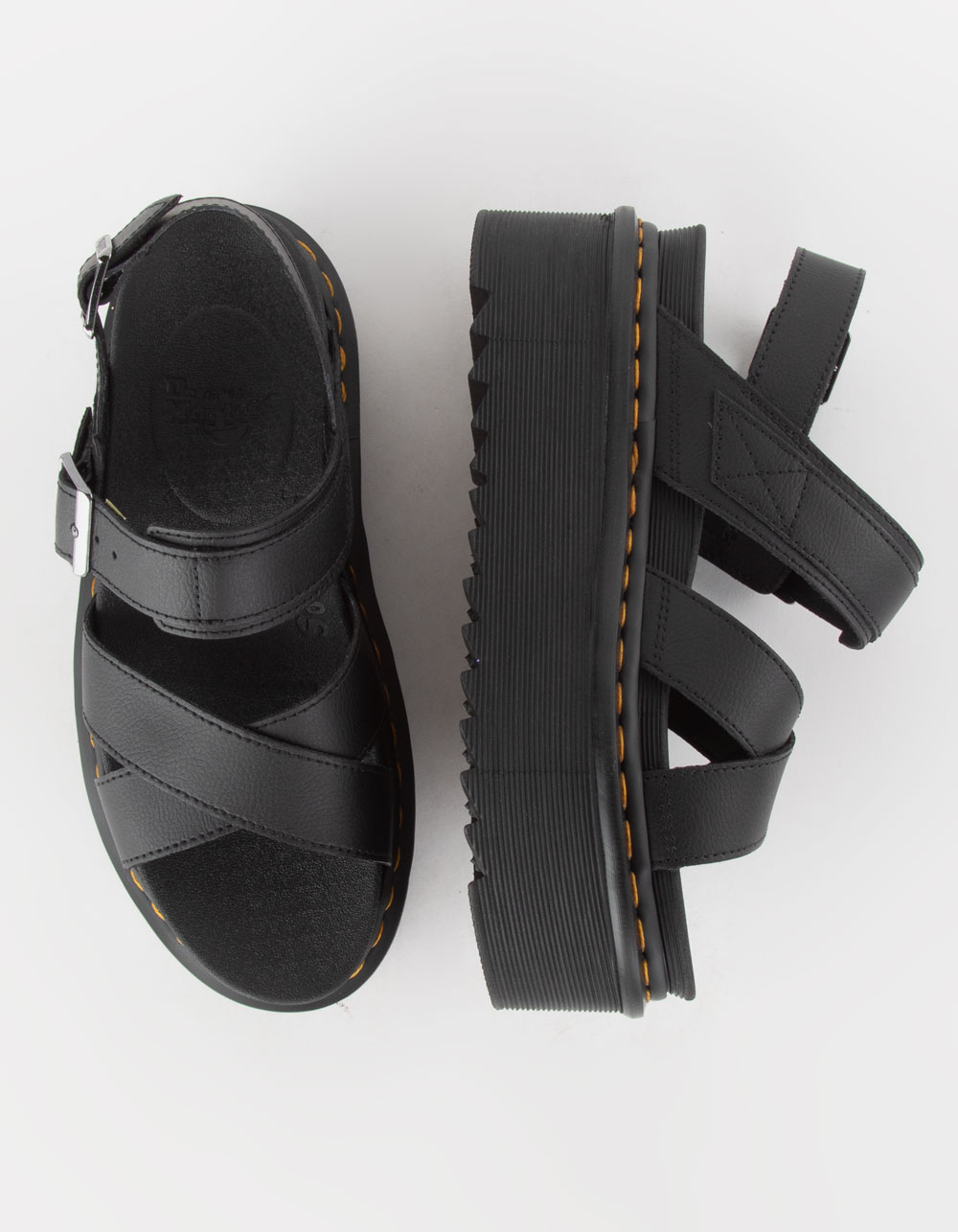 DR. MARTENS Voss II Quad Athena Womens Leather Strap Platform Sandals  BLACK Tillys