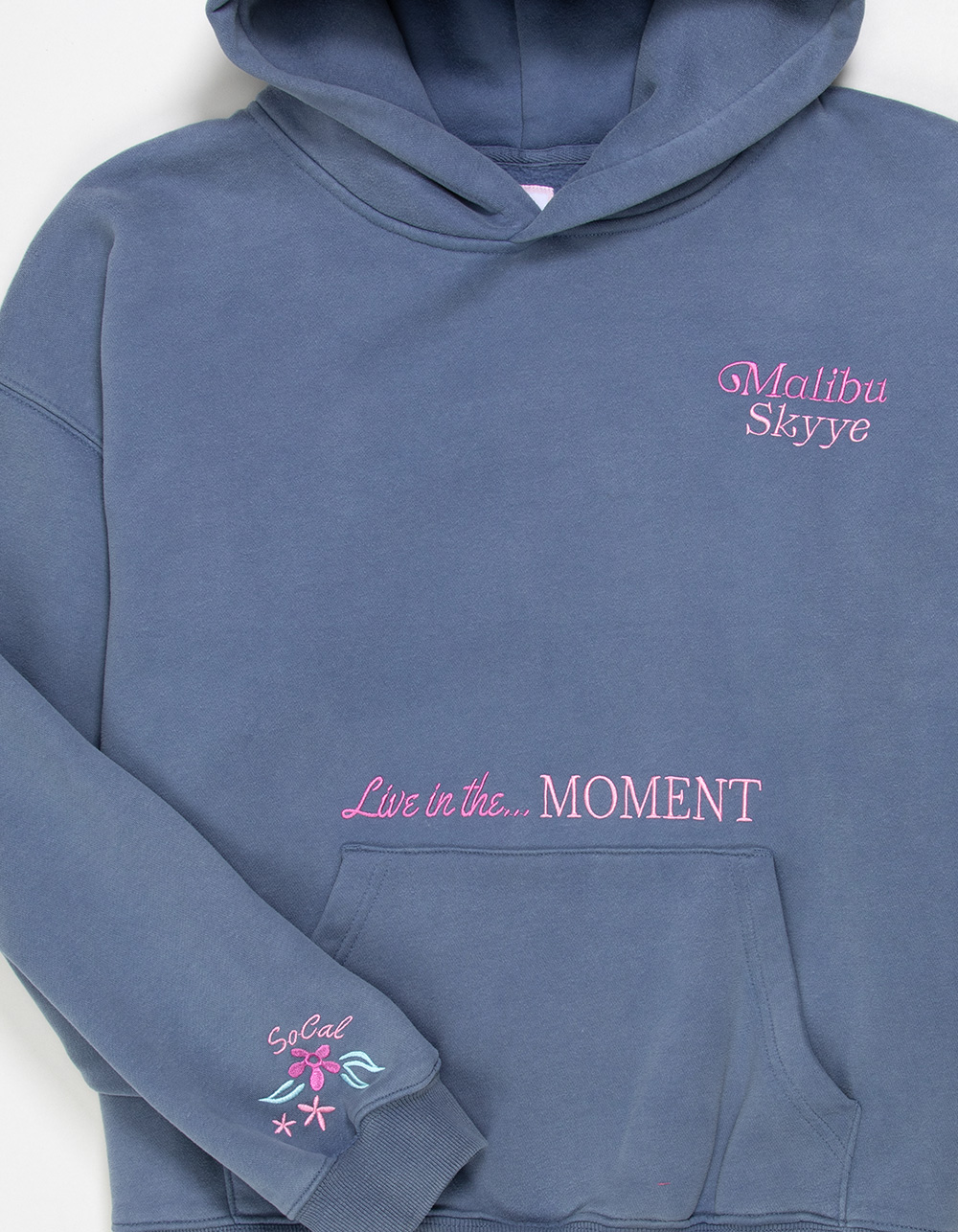 MALIBU SKYYE Live The Moment Embroidered Womens Hoodie - NAVY