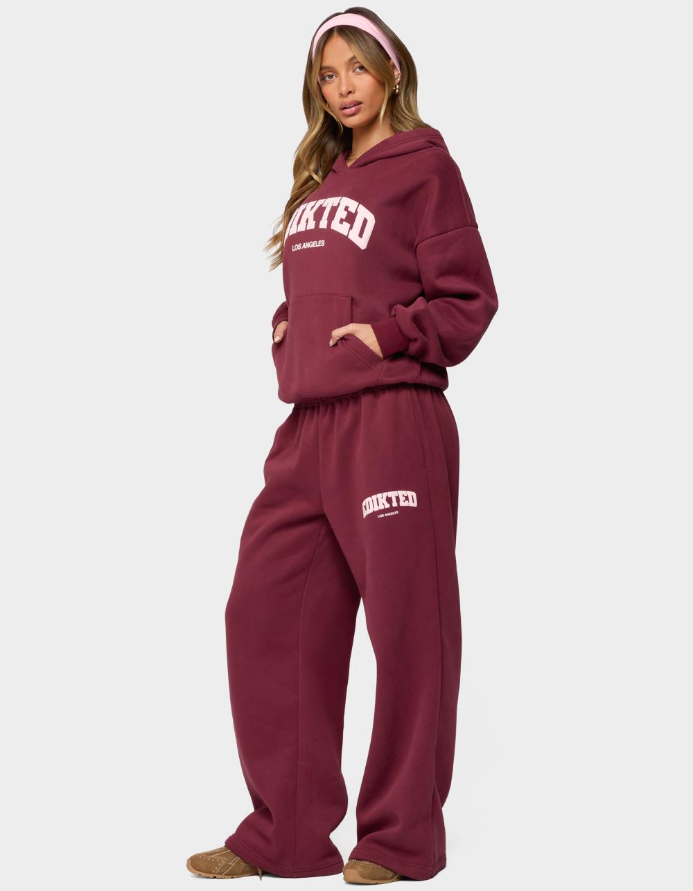 Edikted LA Sweatpants - DK RED