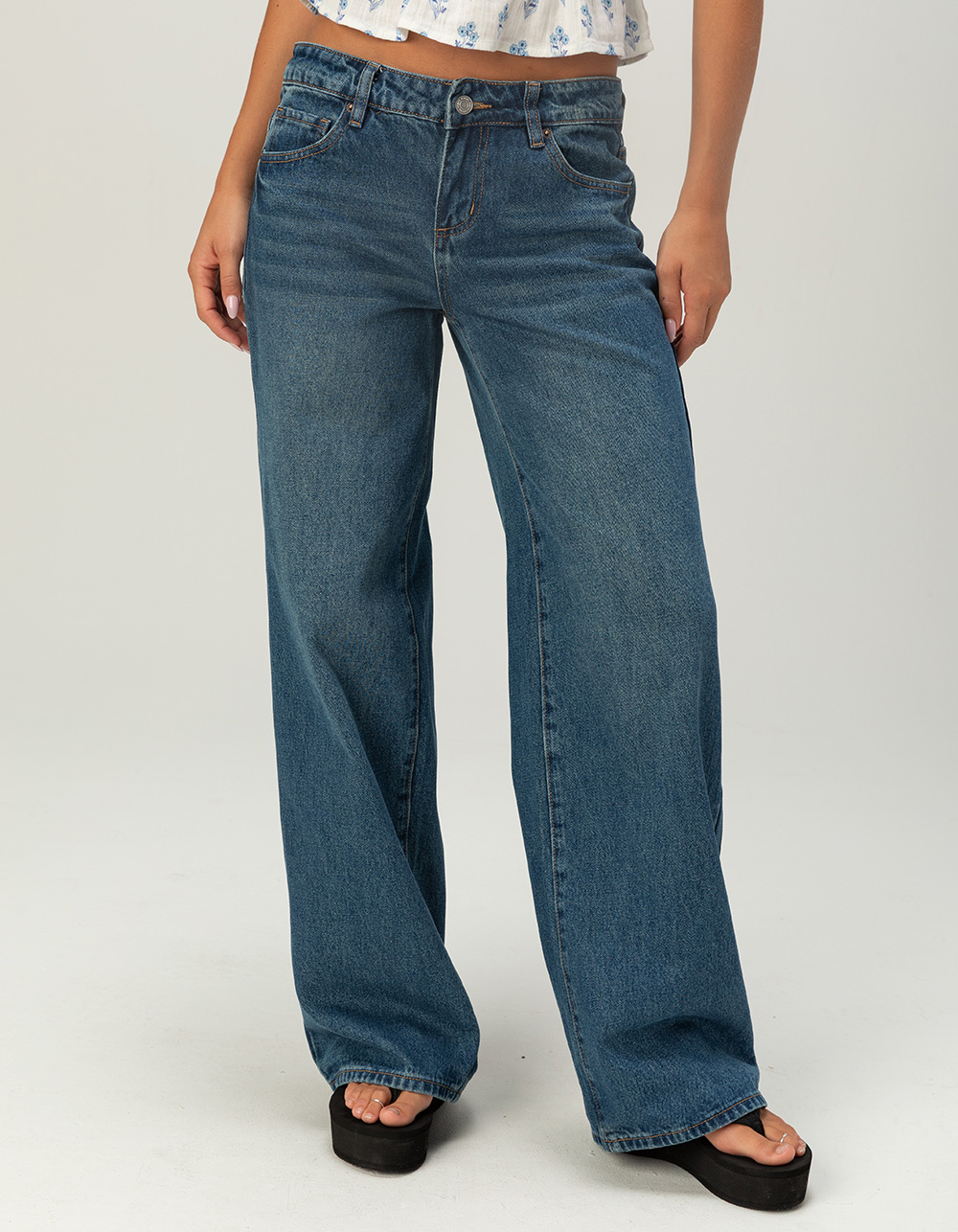 RSQ Original Womens Low Rise Baggy Jeans - DARK TINT