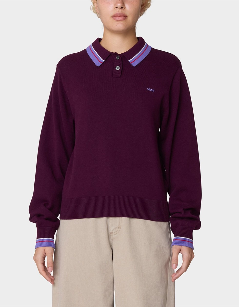 OBEY Goalie Polo Womens Sweater - RED