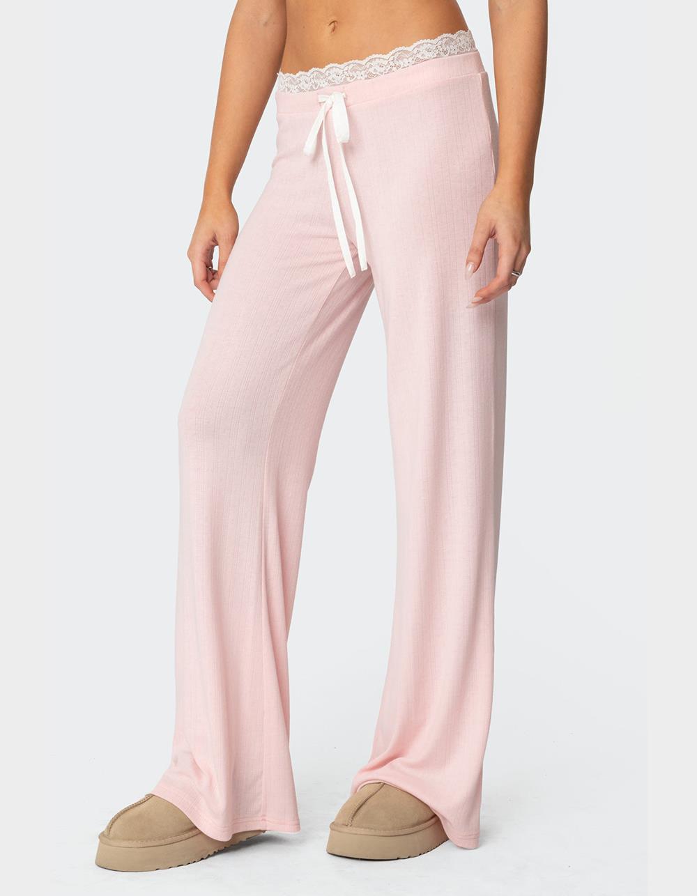 EDIKTED Peekaboo Lace Pants - PINK