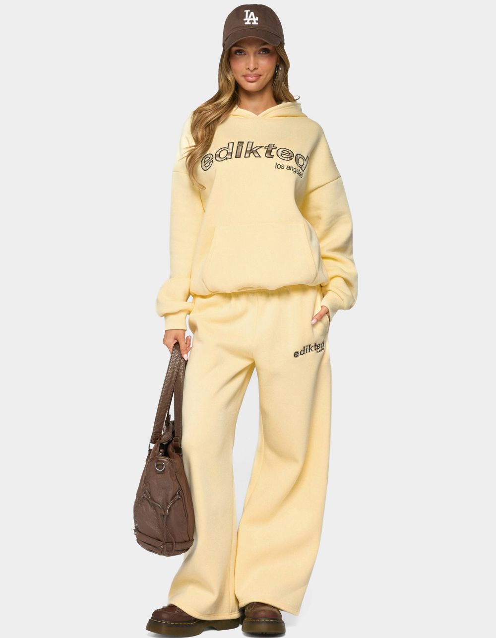 Edikted West Coast Sweatpants - LT YELLOW