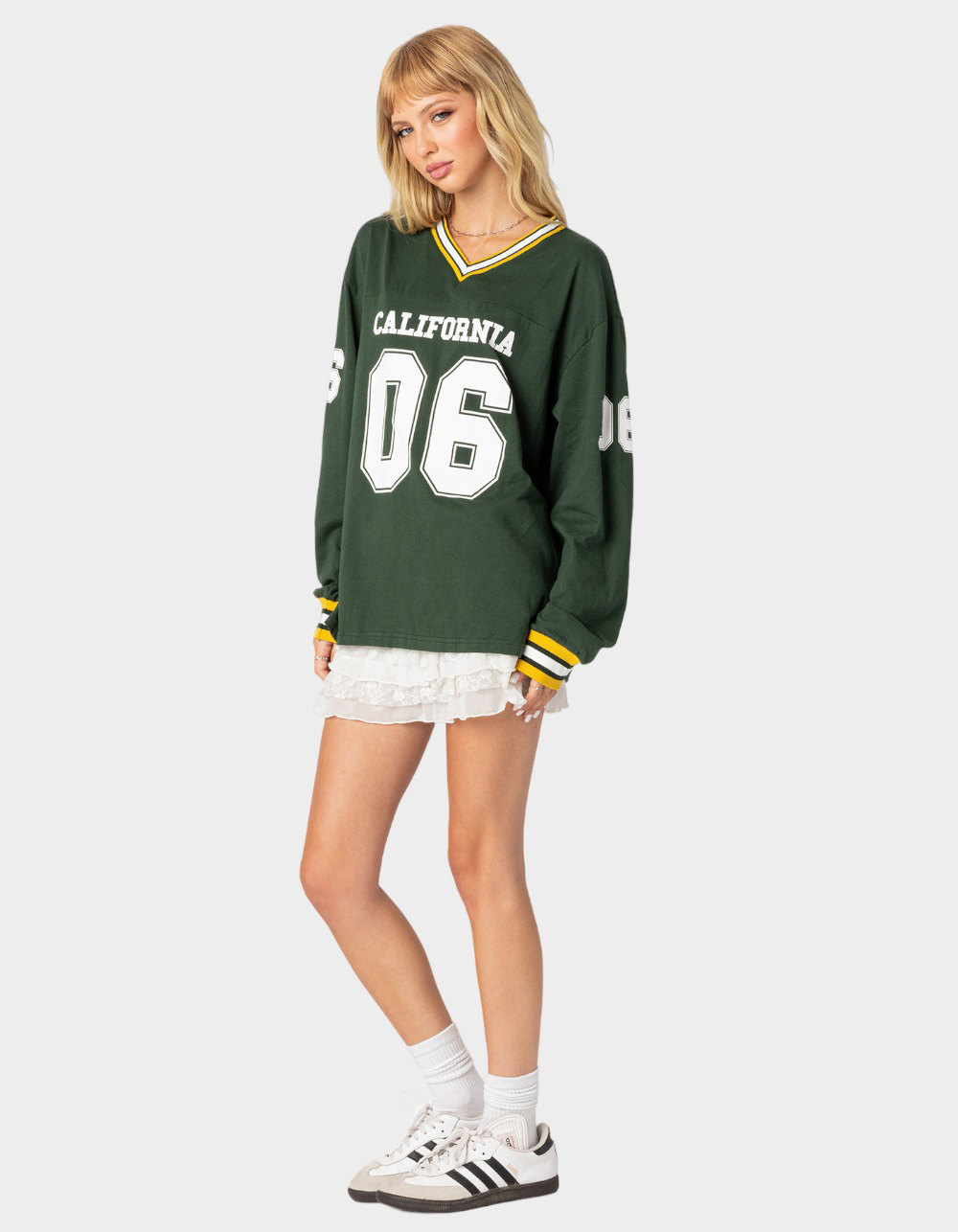 EDIKTED Cali Oversized Womens Baseball Tee GREEN Tillys