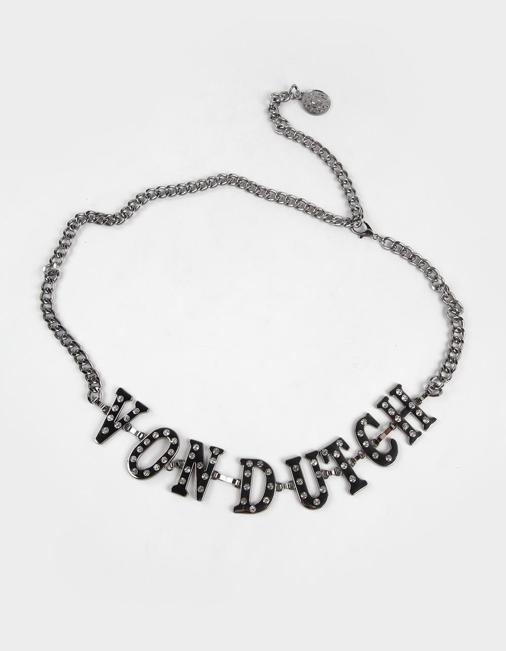 VON DUTCH Rhinestone Womens Chain Belt - GUNMETAL