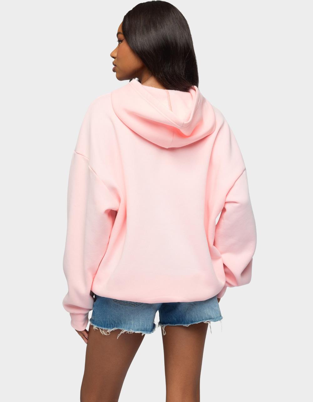 Edikted Camo Cutie Oversized Hoodie - LIGHT PINK