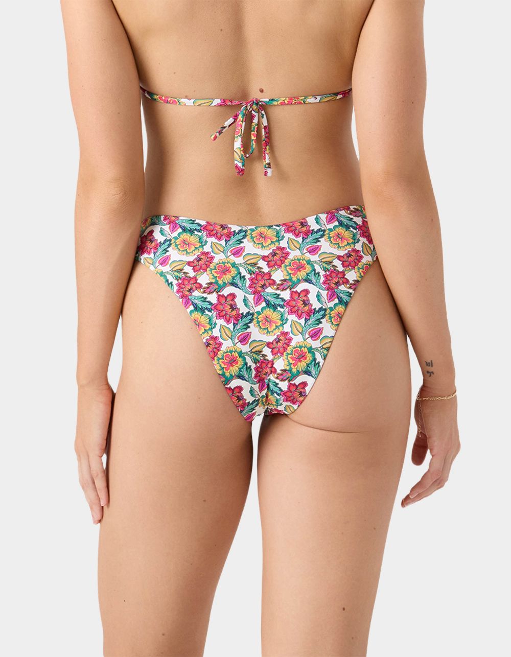 ROXY Beach Blossom Scoop Cheeky Womens Bikini Bottoms - WHITE COMBO