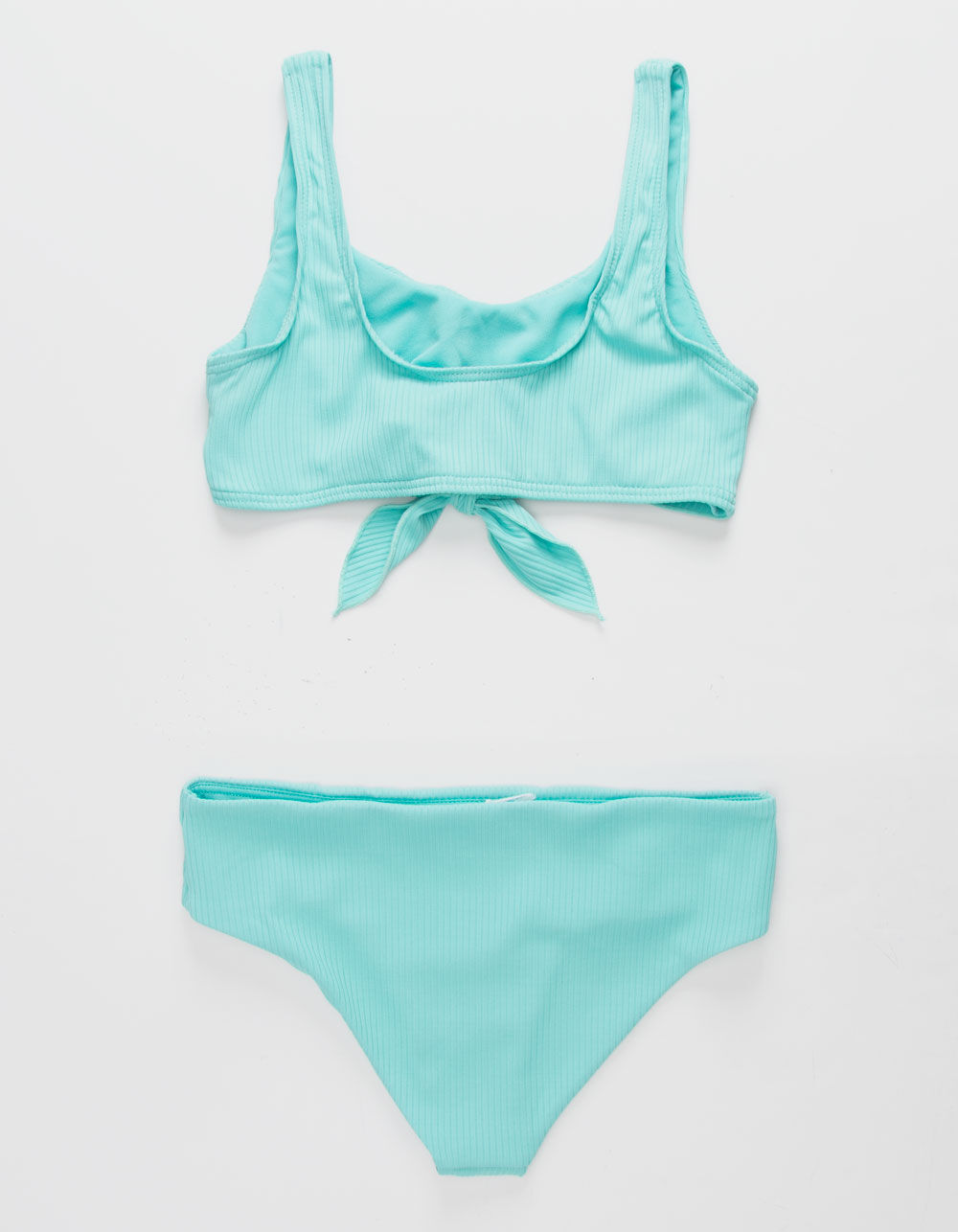 DAMSEL Scoop Bralette Knot Front Turquoise Girls Bikini Set - TURQUOISE ...
