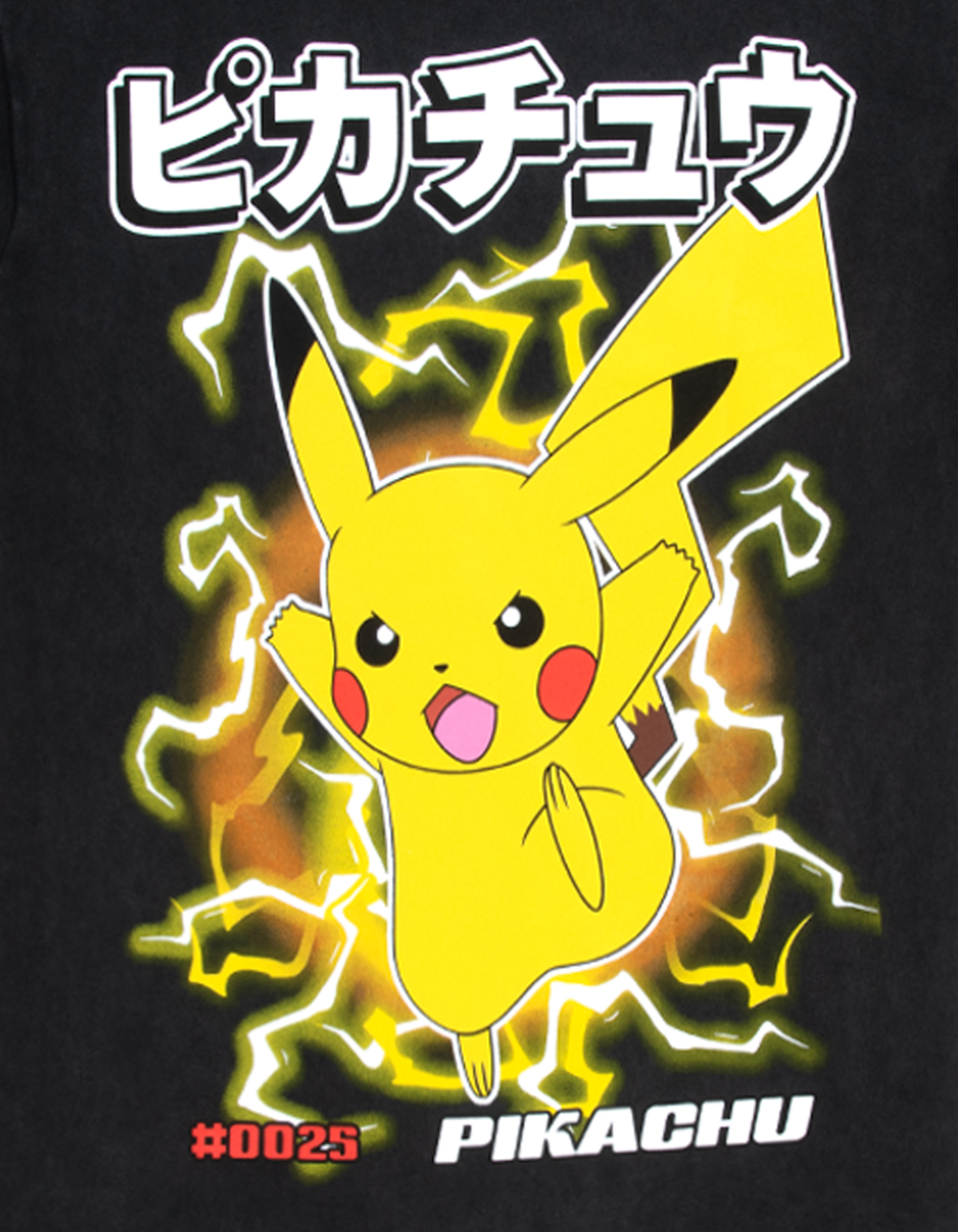 POKEMON Pikachu Mens Boxy Tee - WASHED BLACK