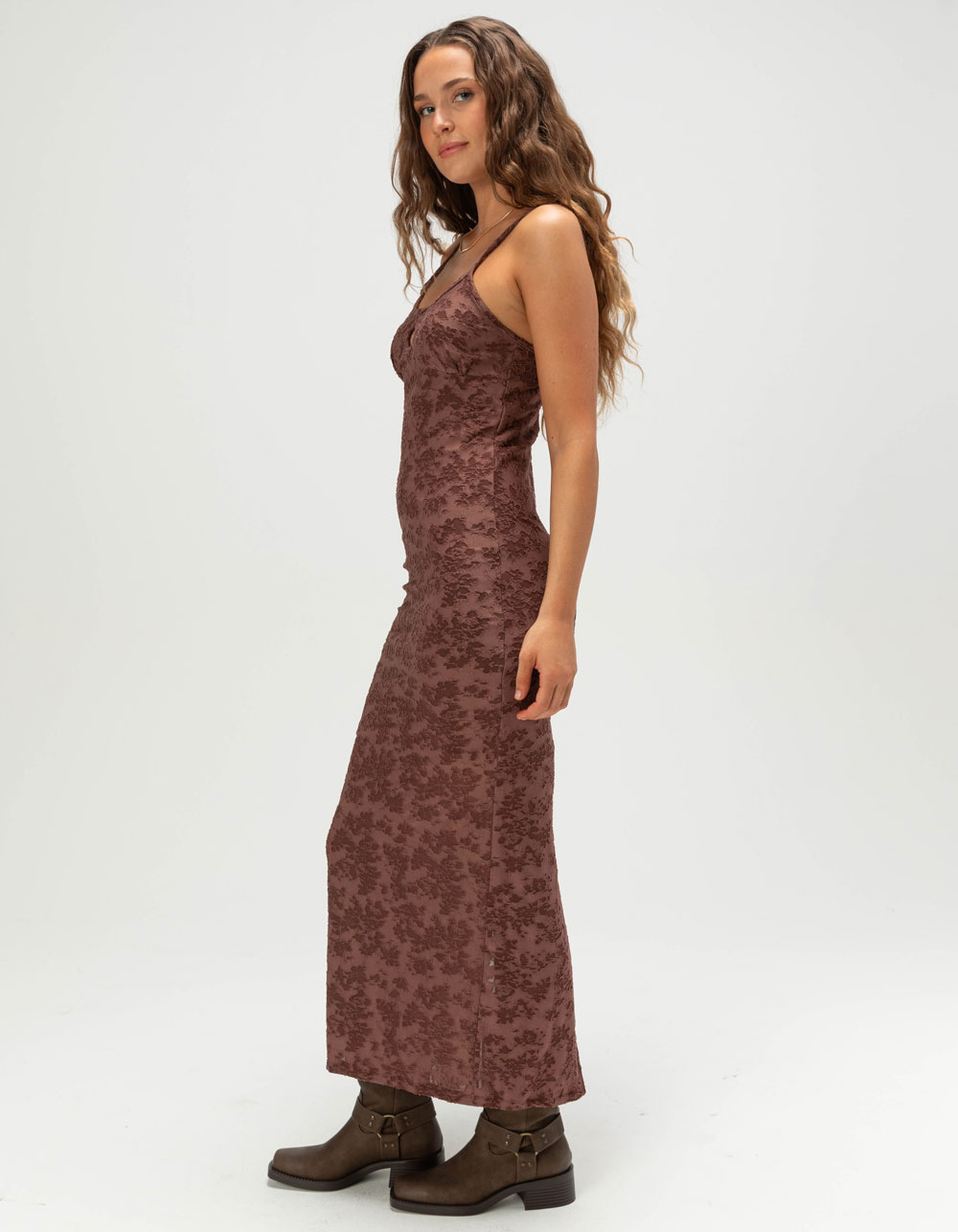 NECTAR CLOTHING Floral Womens Maxi Dress - MAHOGANY