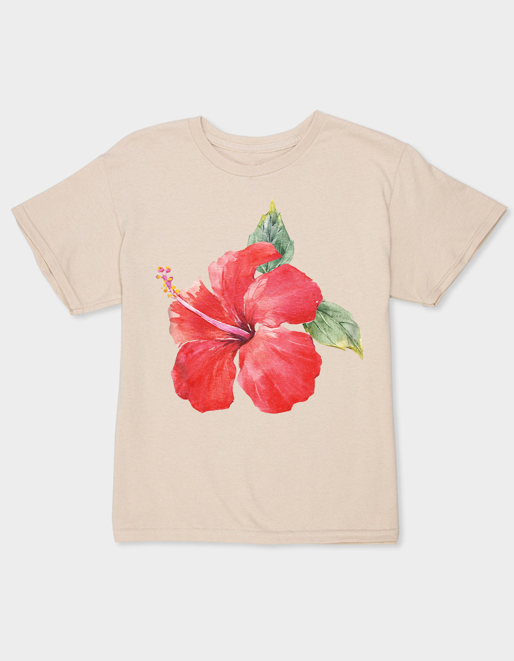 HIBISCUS Painting Unisex Kids Tee - SAND