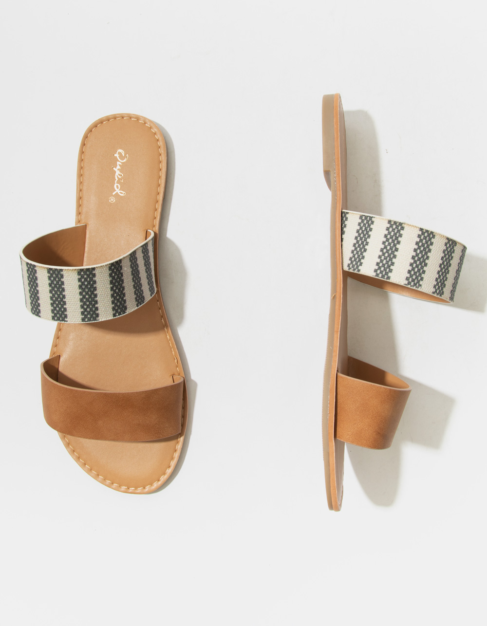 QUPID Double Strap Stripe Womens Sandals image number 4