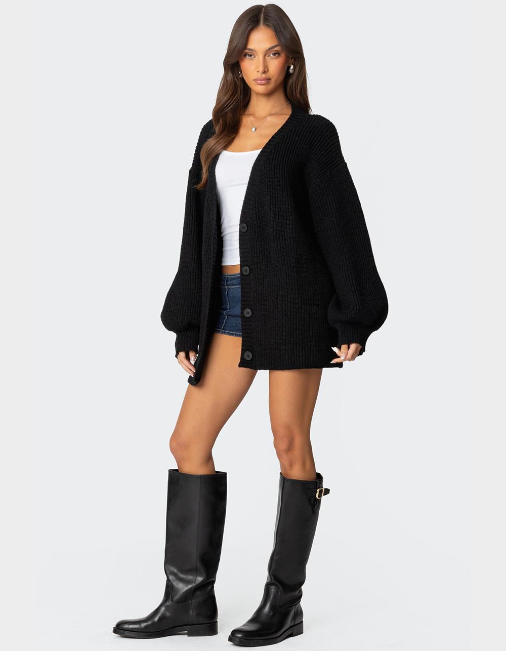 EDIKTED Mathilde Oversized V-Neck Cardigan