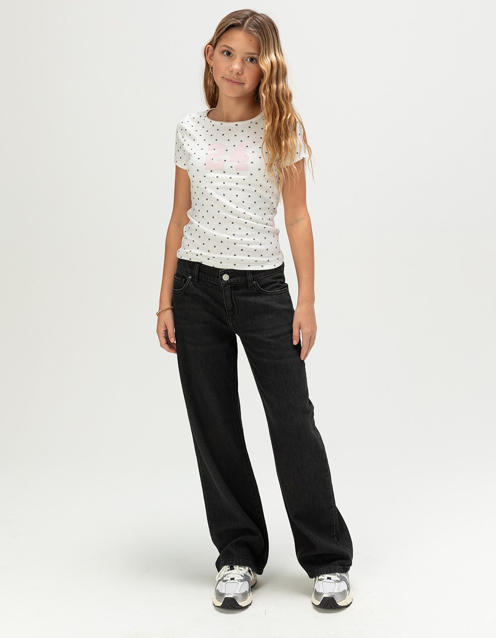 FULL TILT Allover Dot 24 Girls Tee - BLK/WHT