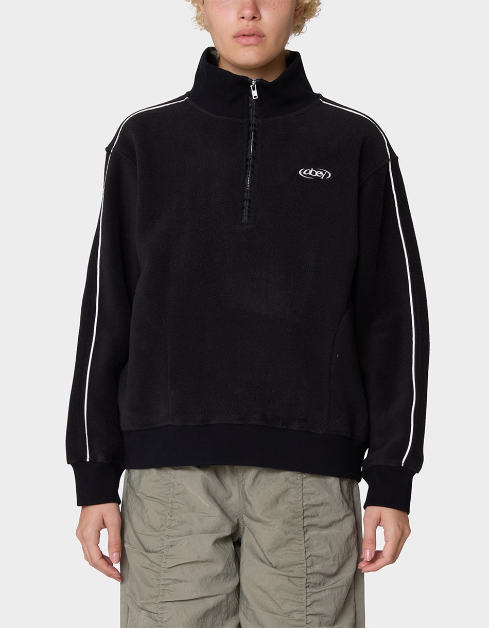 OBEY Watts Zip Womens Mockneck Pullover - BLACK