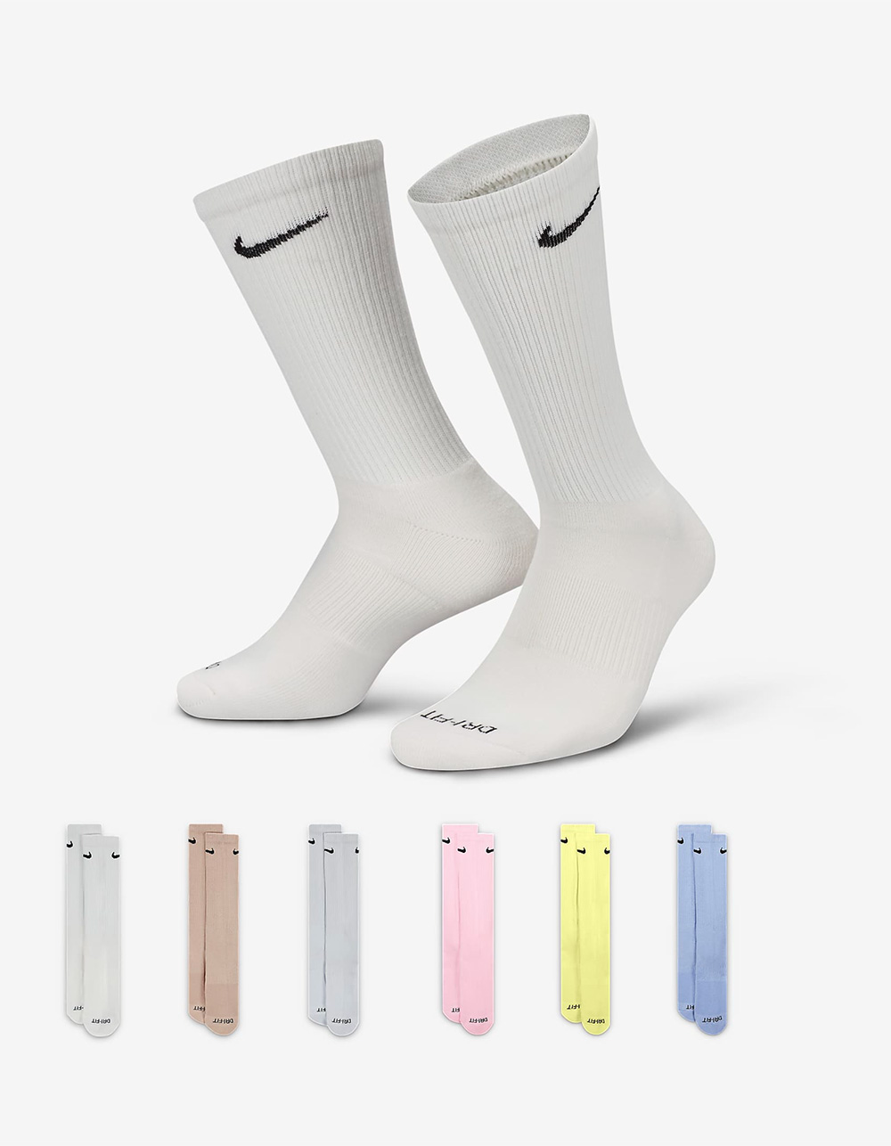 NIKE Everyday Plus Cushioned 6 Pack Crew Socks - WHILE/MULTI | Tillys