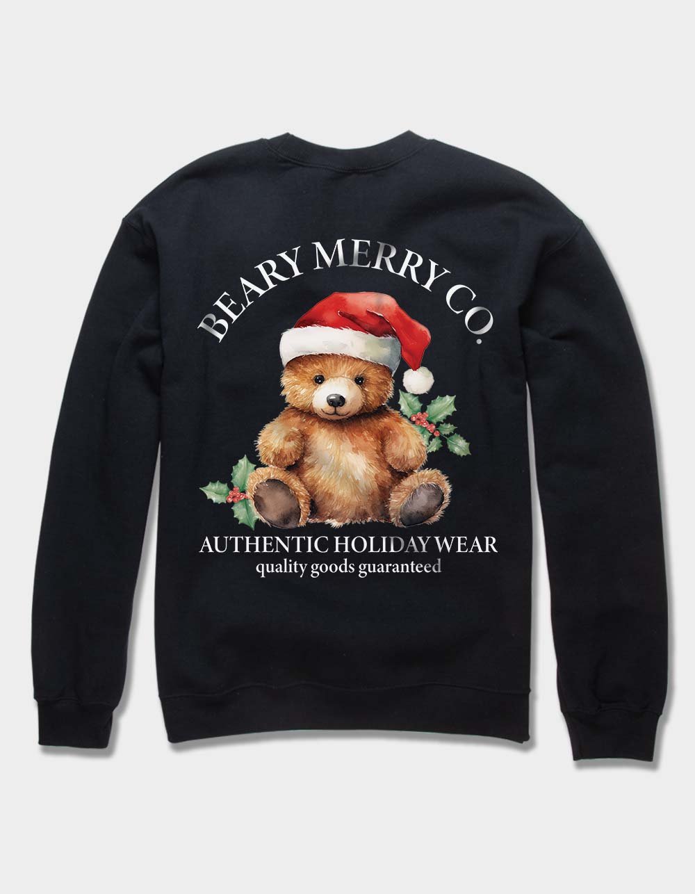 BEAR Beary Merry Unisex Crewneck Sweatshirt - BLACK
