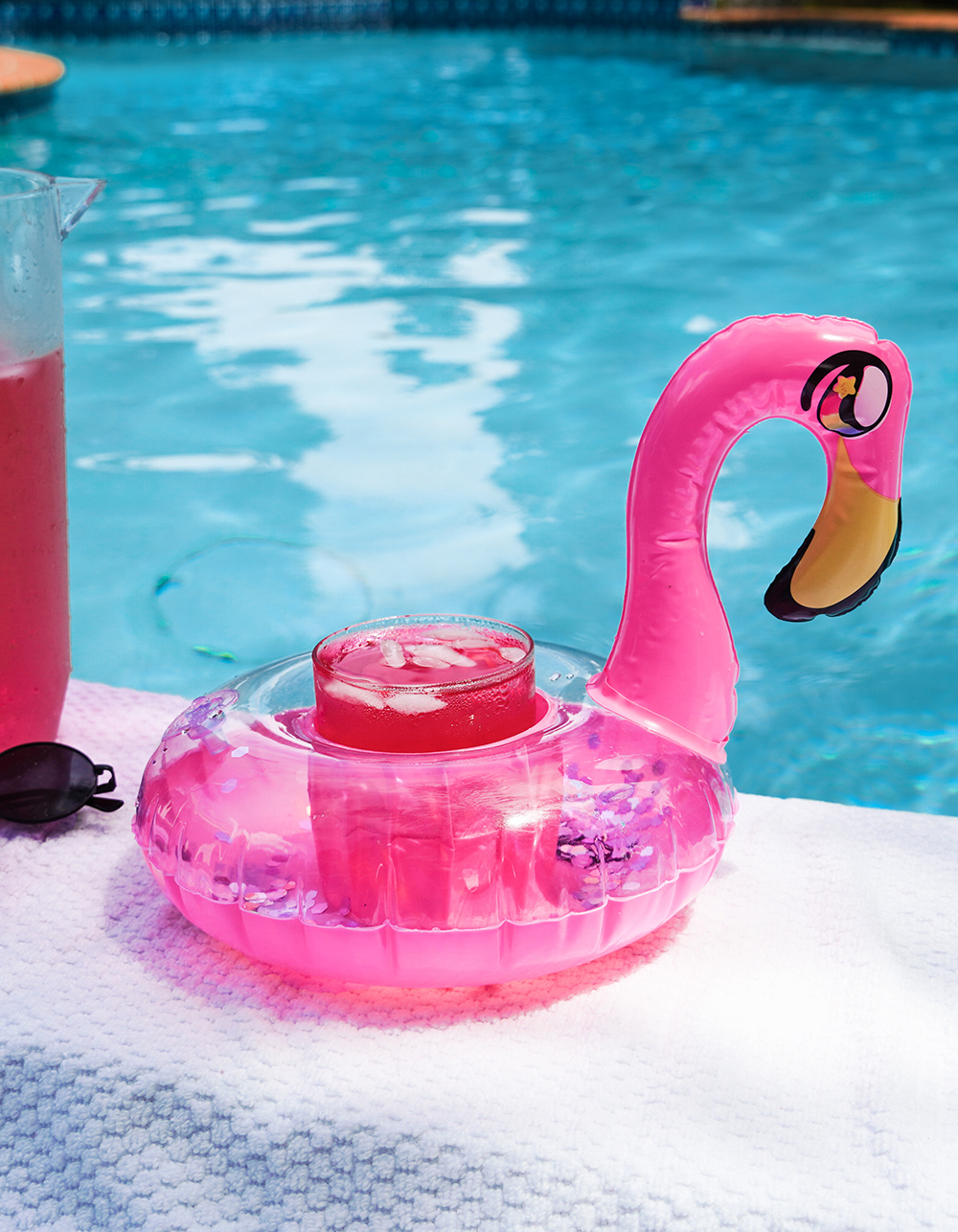 POOLCANDY 2 Pack Glitter Flamingo Drink Float - PINK