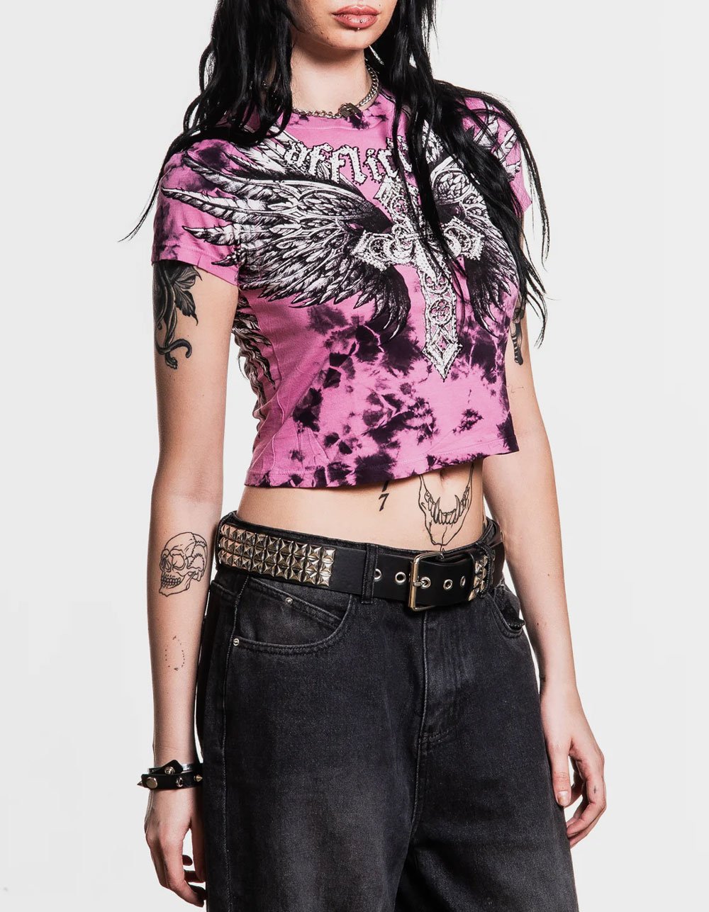 AFFLICTION Jovial Womens Baby Tee - PINK