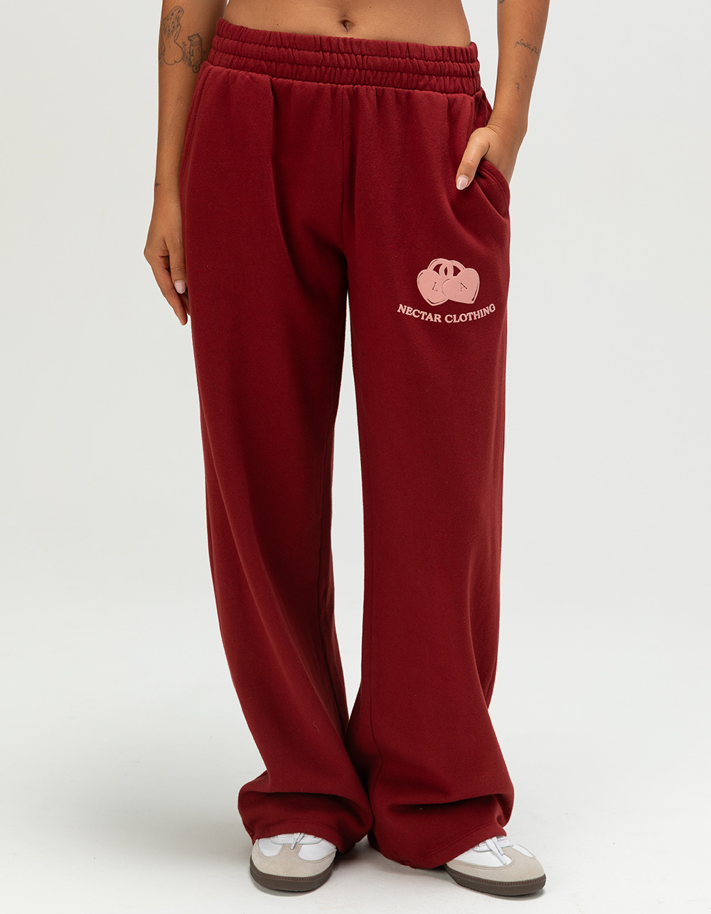 NECTAR CLOTHING California Womens Wide Leg Sweatpants - BURGUNDY