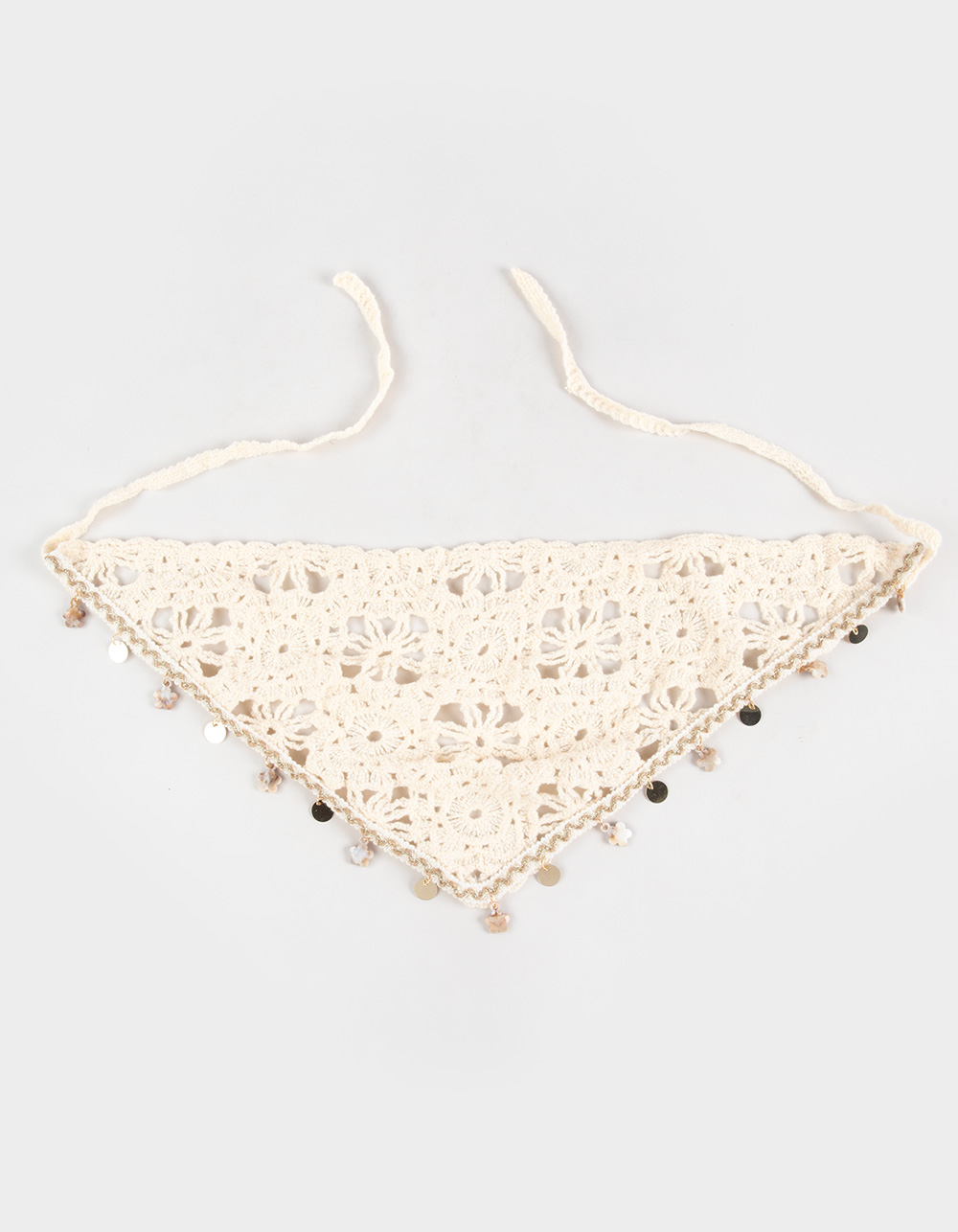 FULL TILT Crochet Floral Charm Headscarf - CREAM