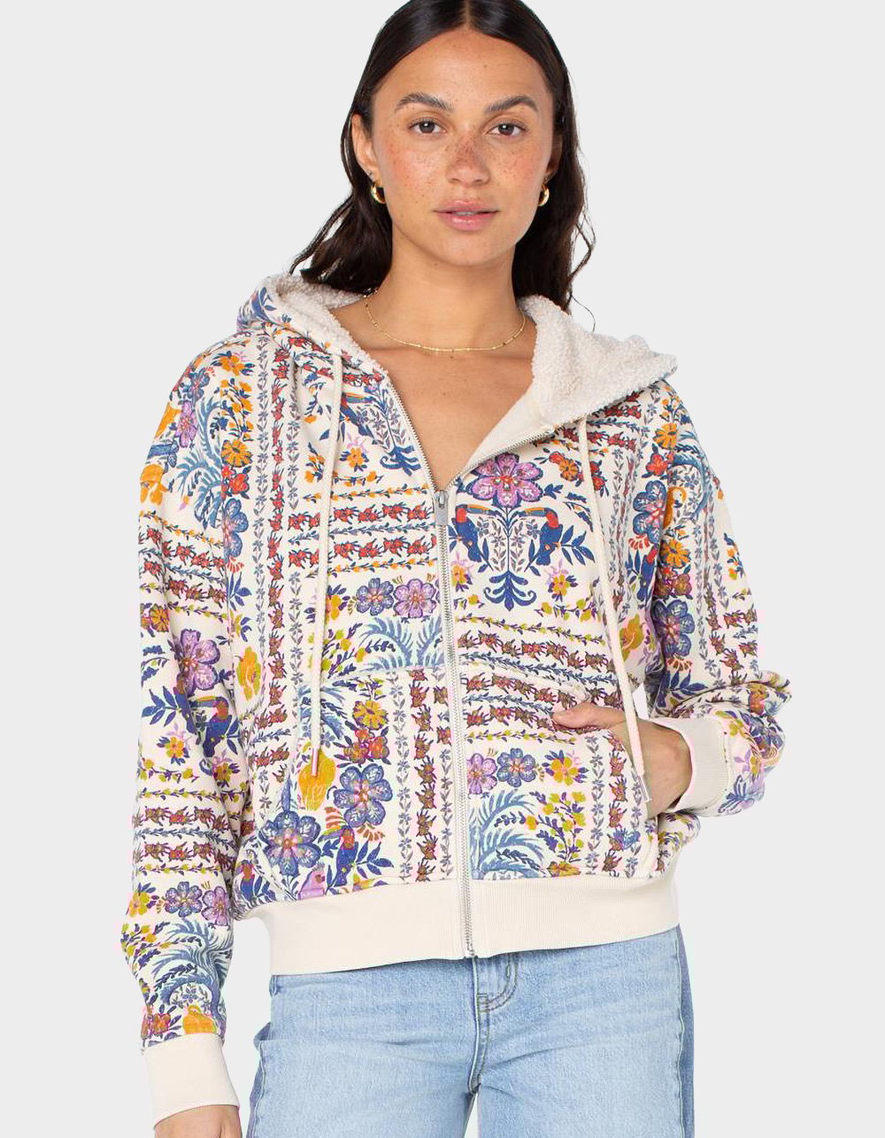 ROXY Savannah Womens Hoodie - Cream/Multi