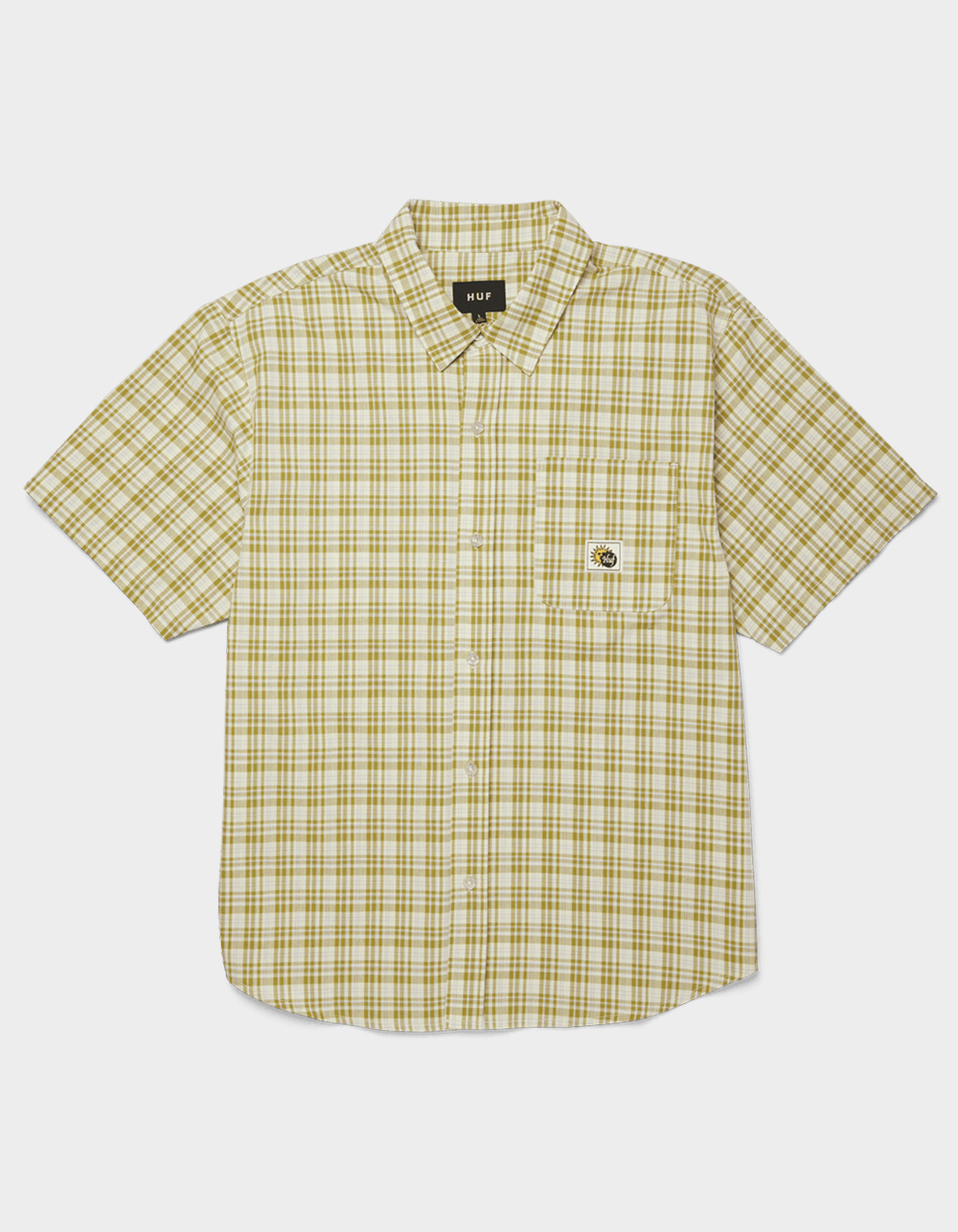 HUF Total Eclipse Mens Button Up Shirt - GREEN COMBO
