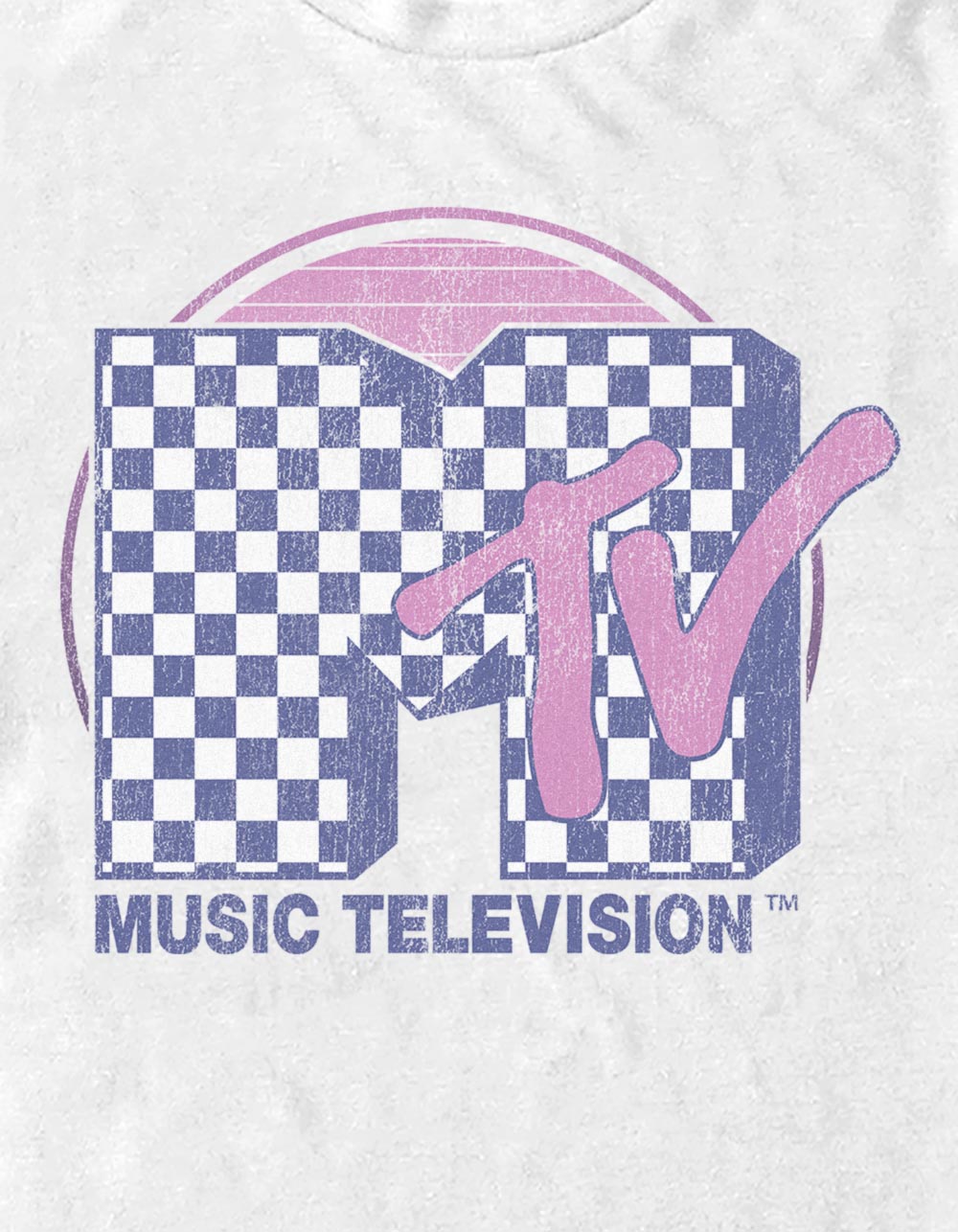 MTV Checkered Logo Unisex Tee - WHITE
