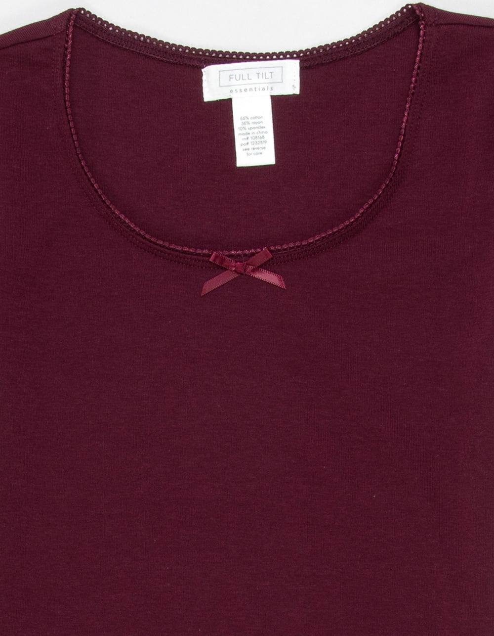 FULL TILT Essentials Girls Bow Trim Tee
