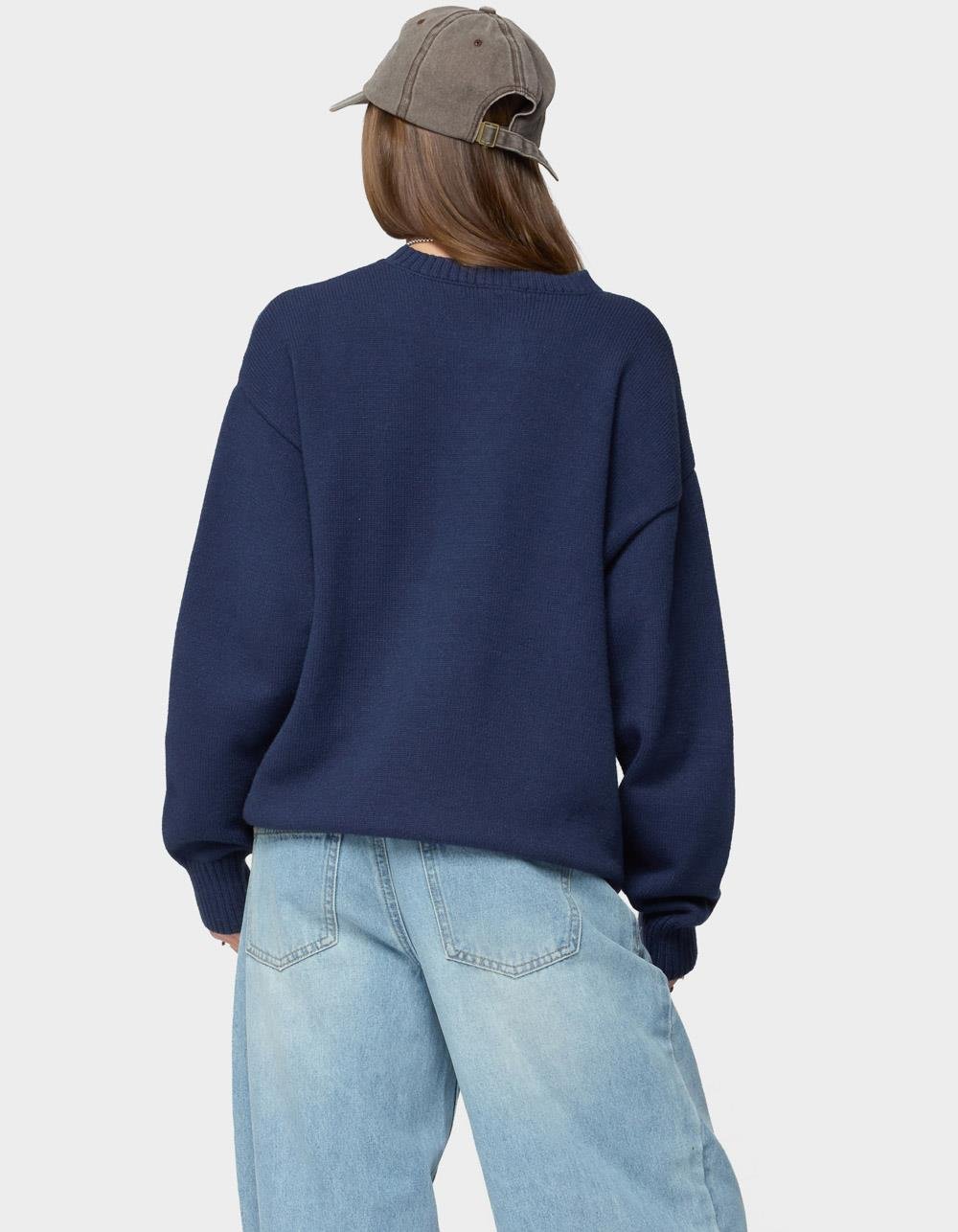 EDIKTED Priscila Oversized Crewneck Sweater - NAVY