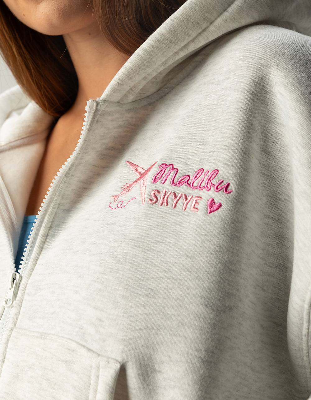 MALIBU SKYYE Feel Alive Womens Zip-Up Hoodie - HEATHER GRAY